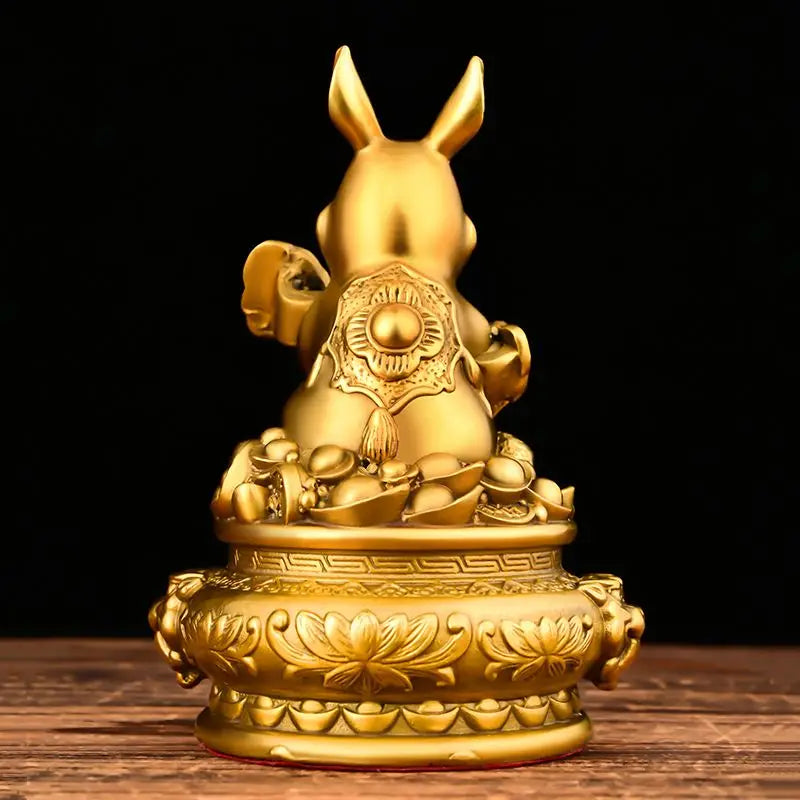 Zhaocai Brass Rabbit Ornament Lucky Rabbit in Hand with A Bright Future Home and Living Room Decoration Craft