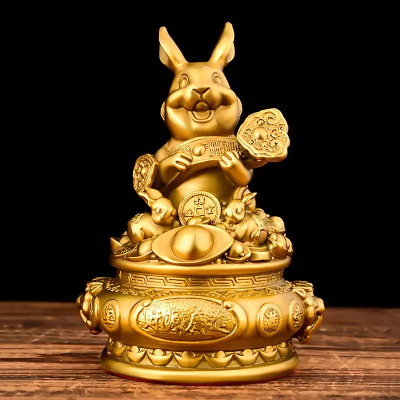 Zhaocai Brass Rabbit Ornament Lucky Rabbit in Hand with A Bright Future Home and Living Room Decoration Craft