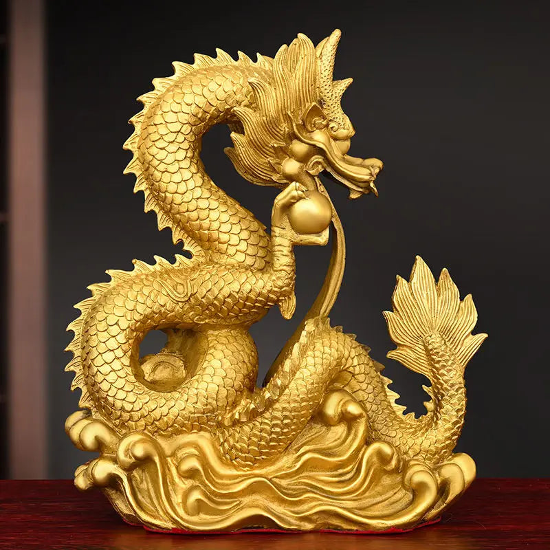 Zhaocai Copper Dragon Decoration Xianglong Xianrui Xizhu Dragon Five Claw Dragon Home Office Table Crafts