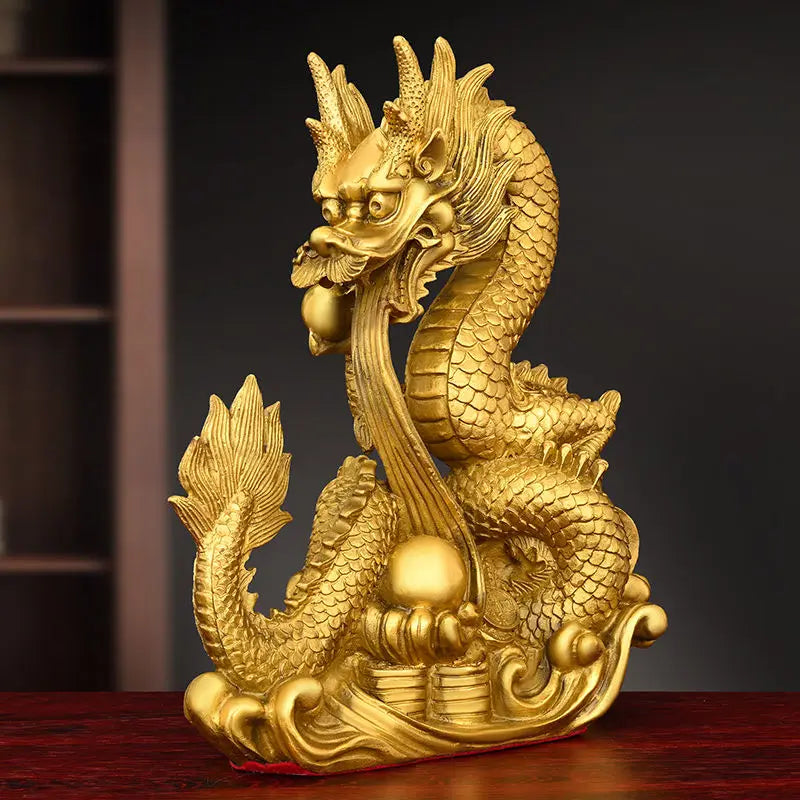 Zhaocai Copper Dragon Decoration Xianglong Xianrui Xizhu Dragon Five Claw Dragon Home Office Table Crafts