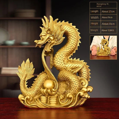 Zhaocai Copper Dragon Decoration Xianglong Xianrui Xizhu Dragon Five Claw Dragon Home Office Table Crafts