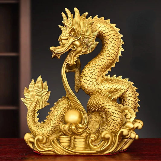 Zhaocai Copper Dragon Decoration Xianglong Xianrui Xizhu Dragon Five Claw Dragon Home Office Table Crafts