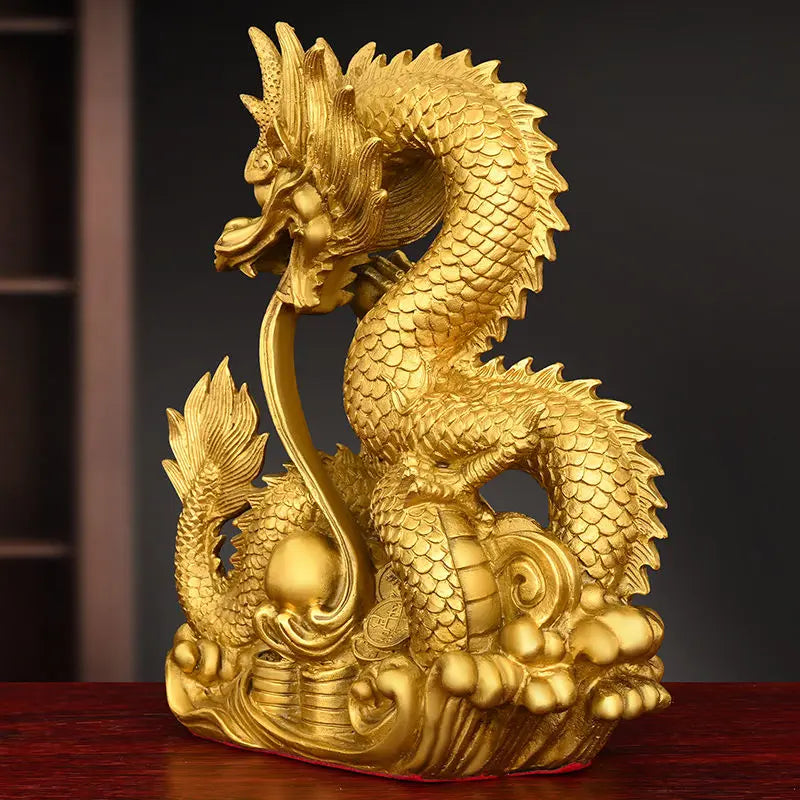 Zhaocai Copper Dragon Decoration Xianglong Xianrui Xizhu Dragon Five Claw Dragon Home Office Table Crafts