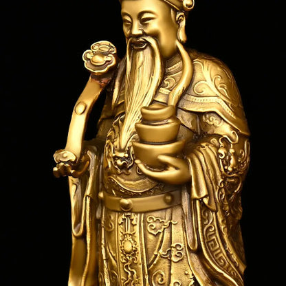 Zhaocai God of Wealth Ornament Pure Copper Wen Cai Shen Household Offering Ingot Ruyi Cai Shen Office Desktop Decoration