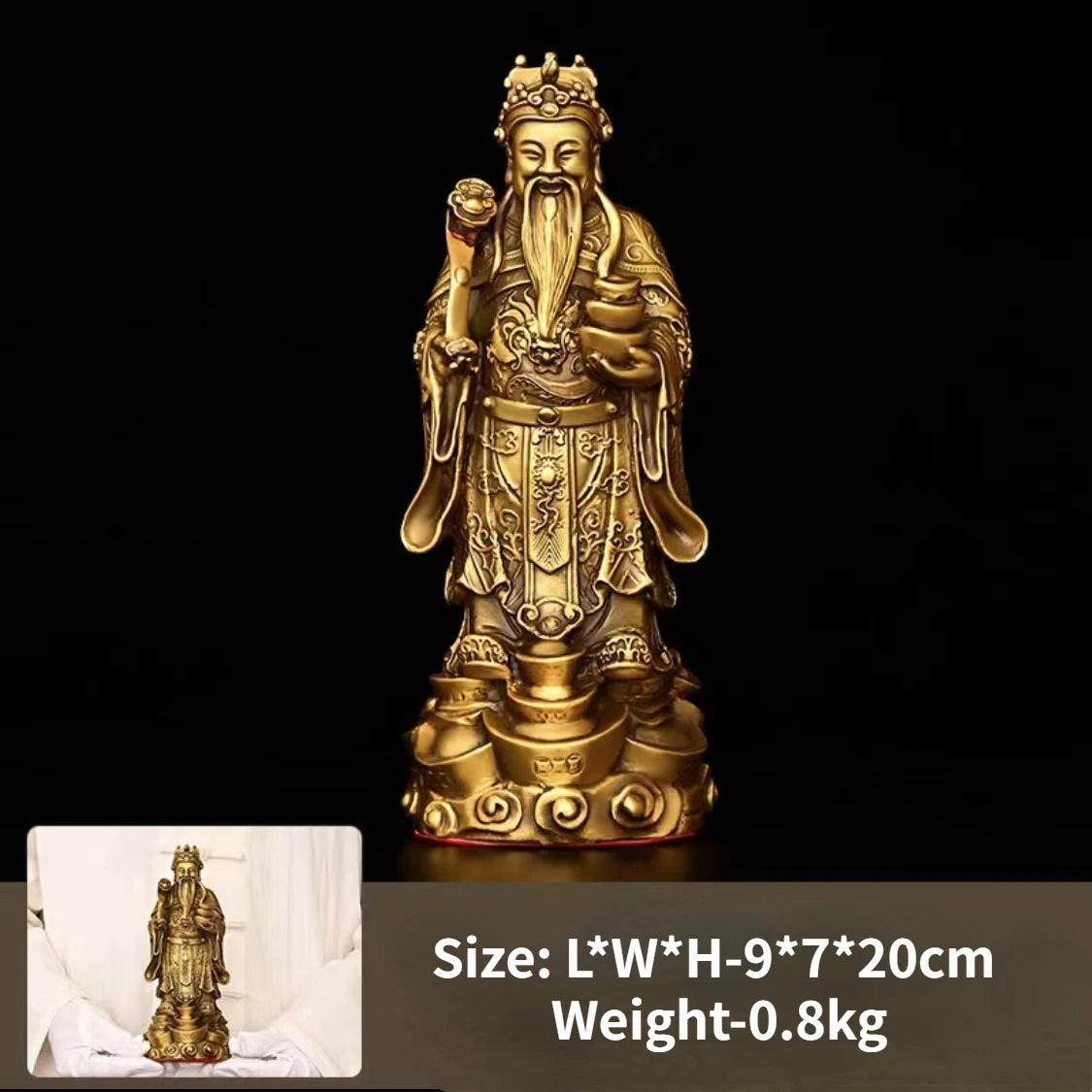 Zhaocai God of Wealth Ornament Pure Copper Wen Cai Shen Household Offering Ingot Ruyi Cai Shen Office Desktop Decoration