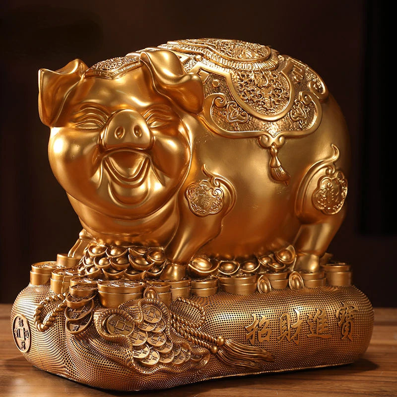 Zhaocai Golden Pig Lucky Pig Savings Can Storage Zodiac Nafu Crafts Living Room Opening Chinese Style Gifts