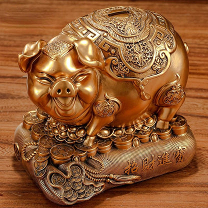 Zhaocai Golden Pig Lucky Pig Savings Can Storage Zodiac Nafu Crafts Living Room Opening Chinese Style Gifts