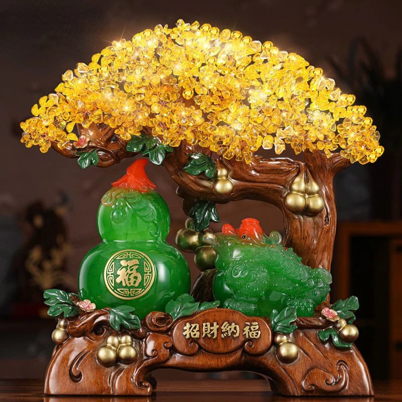 Zhaocai Golden Toad Decoration Yellow Crystal Zhaocai Tree Store Company Relocation Opening Gift Living Room Decoration