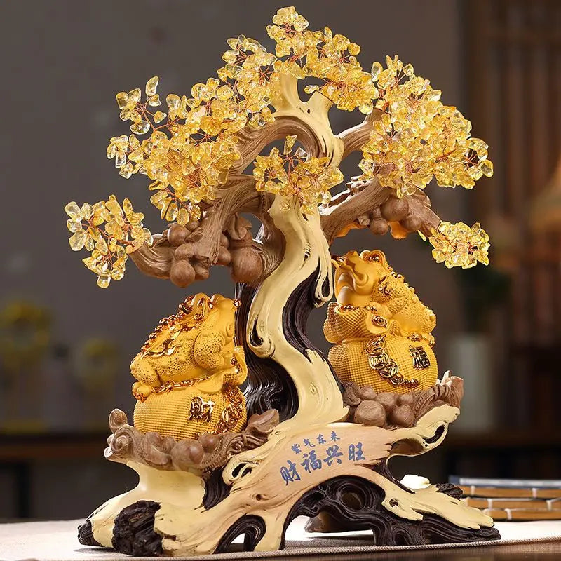 Zhaocai Golden Toad Decoration Yellow Crystal Zhaocai Tree Store Company Relocation Opening Gift Living Room Decoration