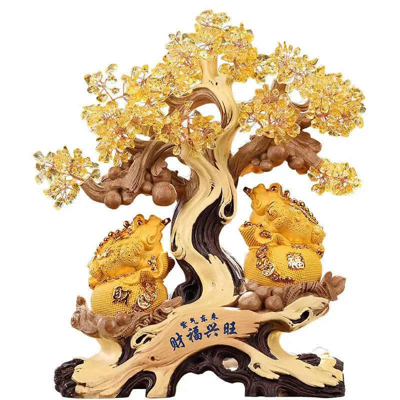 Zhaocai Golden Toad Decoration Yellow Crystal Zhaocai Tree Store Company Relocation Opening Gift Living Room Decoration