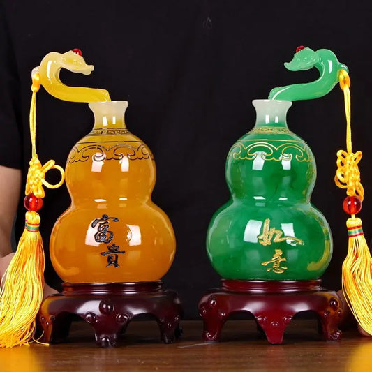 Zhaocai Jade Gourd Decoration Large Craft Pair of Feng Shui, Living Room, Wine Rack, and Xuan Guan Home Creative Decoration