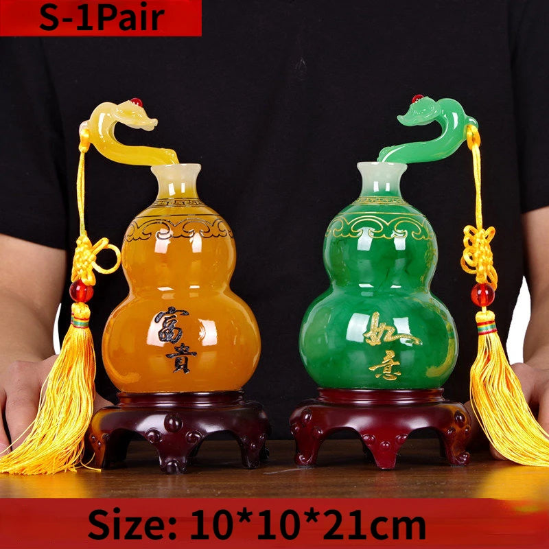 Zhaocai Jade Gourd Decoration Large Craft Pair of Feng Shui, Living Room, Wine Rack, and Xuan Guan Home Creative Decoration