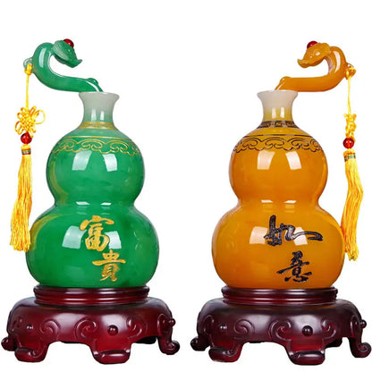 Zhaocai Jade Gourd Decoration Large Craft Pair of Feng Shui, Living Room, Wine Rack, and Xuan Guan Home Creative Decoration