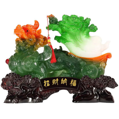 Zhaocai Pixiu Jade Cabbage Decoration Three Legged Golden Toad Crafts Office Store Relocation Opening Gift