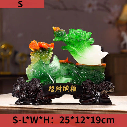 Zhaocai Pixiu Jade Cabbage Decoration Three Legged Golden Toad Crafts Office Store Relocation Opening Gift