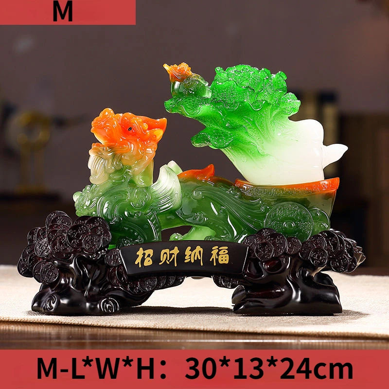 Zhaocai Pixiu Jade Cabbage Decoration Three Legged Golden Toad Crafts Office Store Relocation Opening Gift