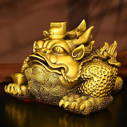 Zhaocai Pure Copper Overlord Gold Toad Ornament From Eight Directions To Wealth Three Legged Toad Living Room Decoration