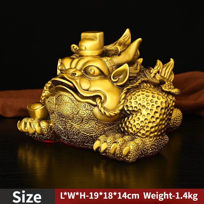 Zhaocai Pure Copper Overlord Gold Toad Ornament From Eight Directions To Wealth Three Legged Toad Living Room Decoration