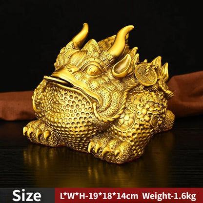 Zhaocai Pure Copper Overlord Gold Toad Ornament From Eight Directions To Wealth Three Legged Toad Living Room Decoration