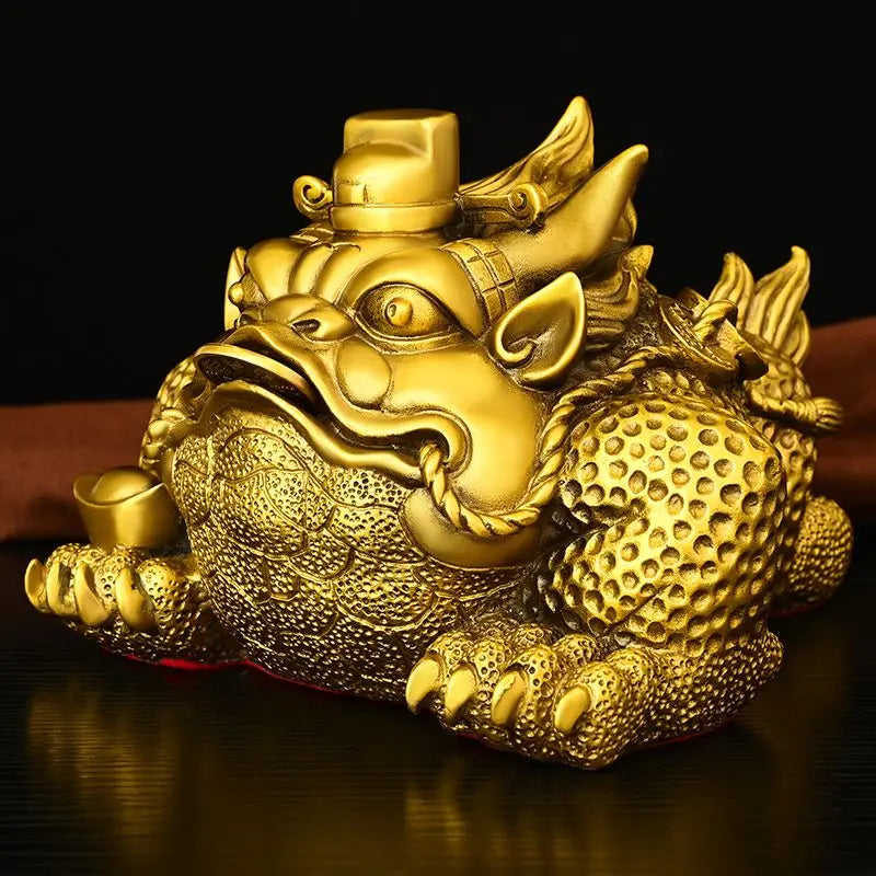 Zhaocai Pure Copper Overlord Gold Toad Ornament From Eight Directions To Wealth Three Legged Toad Living Room Decoration