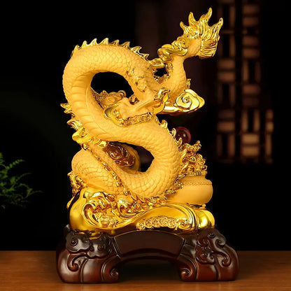 Zhaocai Treasure Bowl Golden Dragon Ornaments The Year of The Loong Lucky Dragon Office Living Room Entrance Decoration Gift