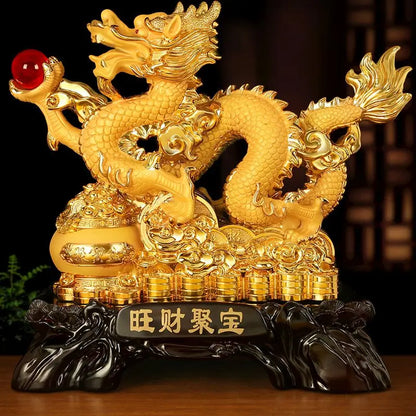 Zhaocai Treasure Bowl Golden Dragon Ornaments The Year of The Loong Lucky Dragon Office Living Room Entrance Decoration Gift