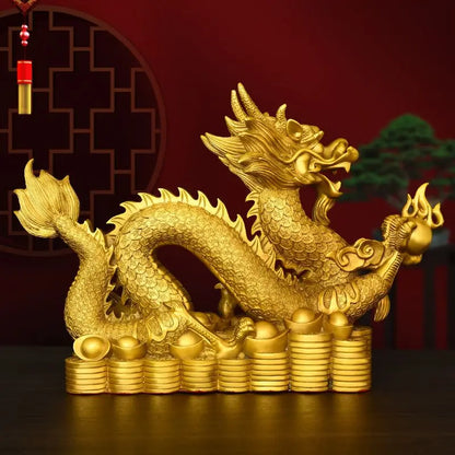 Zhaocai Wealth Attract Dragon Decorations Pure Copper Dragon Ornaments Chinese Loong Cornucopia Xianglong Home Desktop Decor