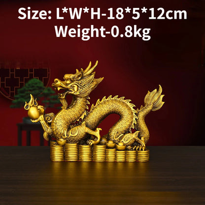 Zhaocai Wealth Attract Dragon Decorations Pure Copper Dragon Ornaments Chinese Loong Cornucopia Xianglong Home Desktop Decor