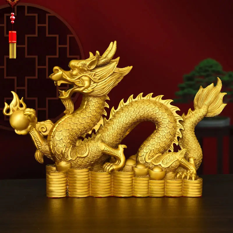 Zhaocai Wealth Attract Dragon Decorations Pure Copper Dragon Ornaments Chinese Loong Cornucopia Xianglong Home Desktop Decor