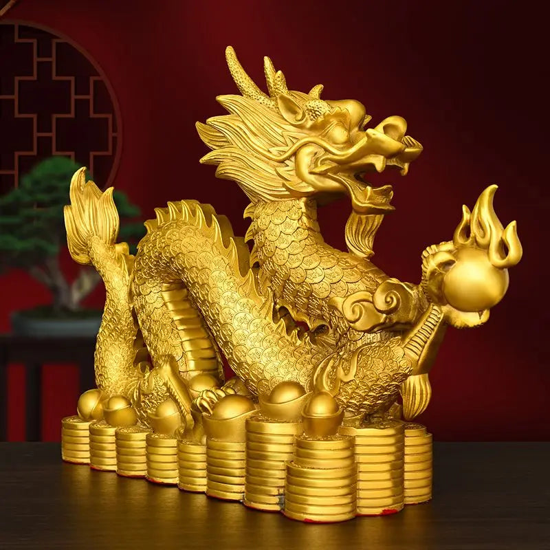 Zhaocai Wealth Attract Dragon Decorations Pure Copper Dragon Ornaments Chinese Loong Cornucopia Xianglong Home Desktop Decor