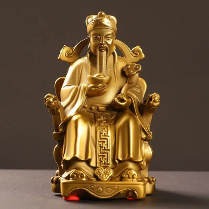 Zhaocai Wealth Attract God of Wealth Ornament All Copper Holder Ruyi Holding Ingot Home Office Decoration Chinese Style