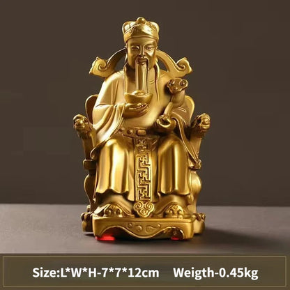 Zhaocai Wealth Attract God of Wealth Ornament All Copper Holder Ruyi Holding Ingot Home Office Decoration Chinese Style