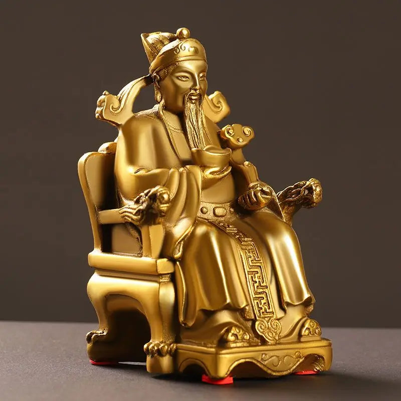 Zhaocai Wealth Attract God of Wealth Ornament All Copper Holder Ruyi Holding Ingot Home Office Decoration Chinese Style