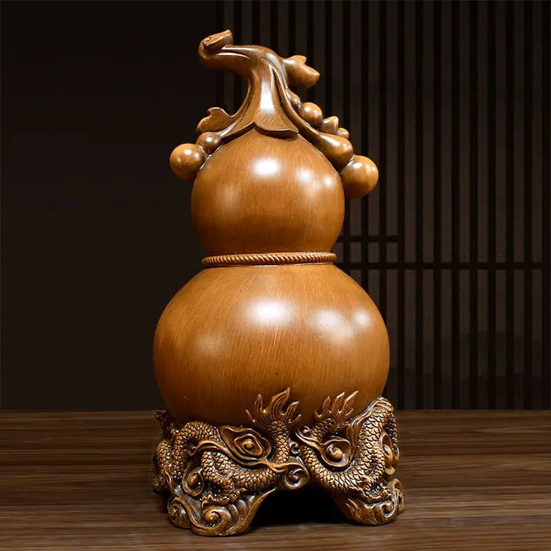 Zhaocai Wealth Attract Gourd New Chinese Woodgrain Handcarved Gourd Ornaments Relocation Gift Living Room Office Opening Gift