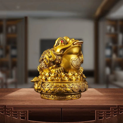 Zhaocai Wealth Attract Ornaments Home Prosperity Treasure Trove Gold All Copper Golden Toad Ornaments Living Room Decorations