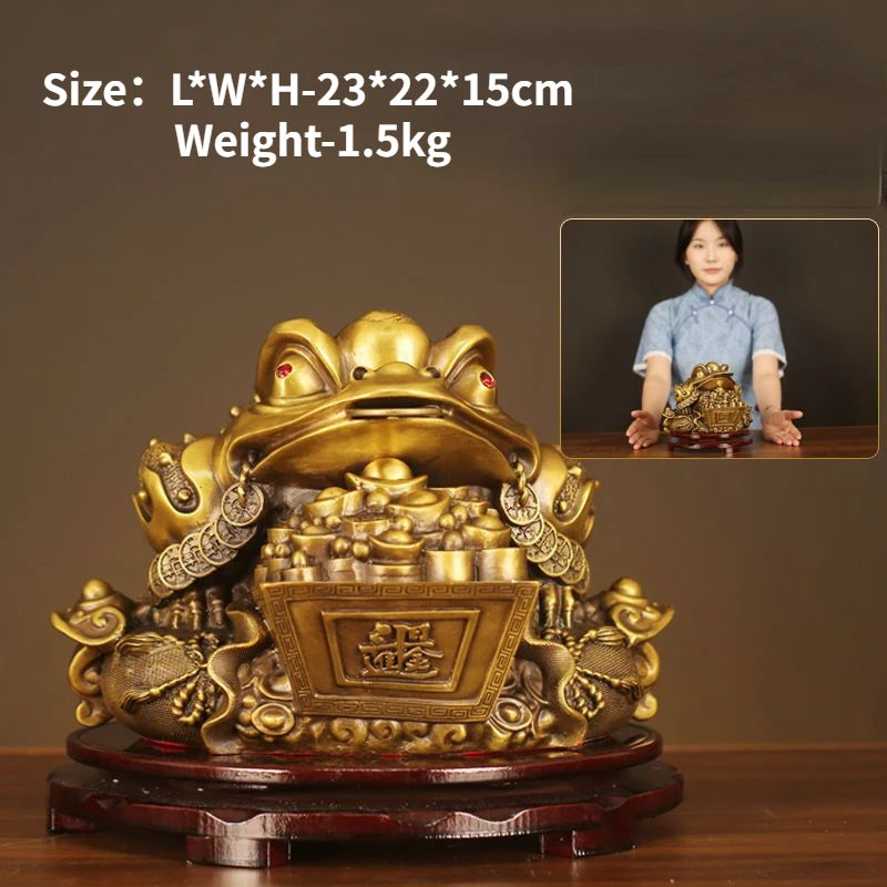 Zhaocai Wealth Attract Ornaments Home Prosperity Treasure Trove Gold All Copper Golden Toad Ornaments Living Room Decorations