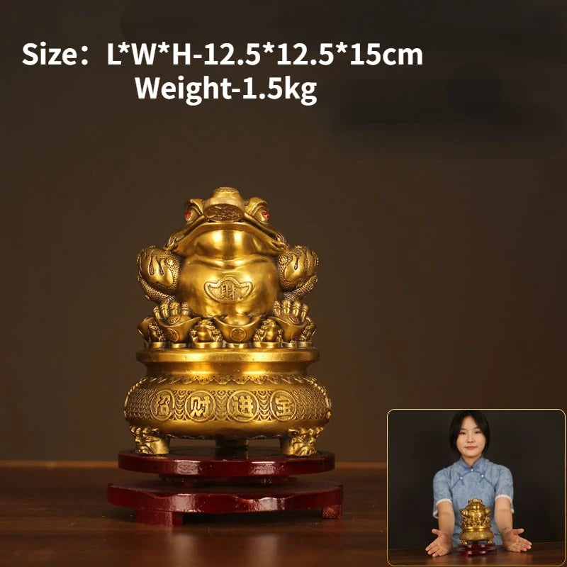 Zhaocai Wealth Attract Ornaments Home Prosperity Treasure Trove Gold All Copper Golden Toad Ornaments Living Room Decorations