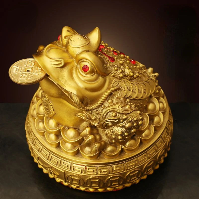 Zhaocai Wealth Attract Ornaments Home Prosperity Treasure Trove Gold All Copper Golden Toad Ornaments Living Room Decorations