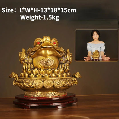 Zhaocai Wealth Attract Ornaments Home Prosperity Treasure Trove Gold All Copper Golden Toad Ornaments Living Room Decorations