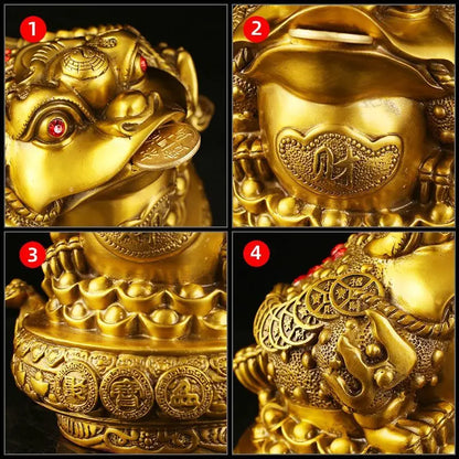 Zhaocai Wealth Attract Ornaments Home Prosperity Treasure Trove Gold All Copper Golden Toad Ornaments Living Room Decorations