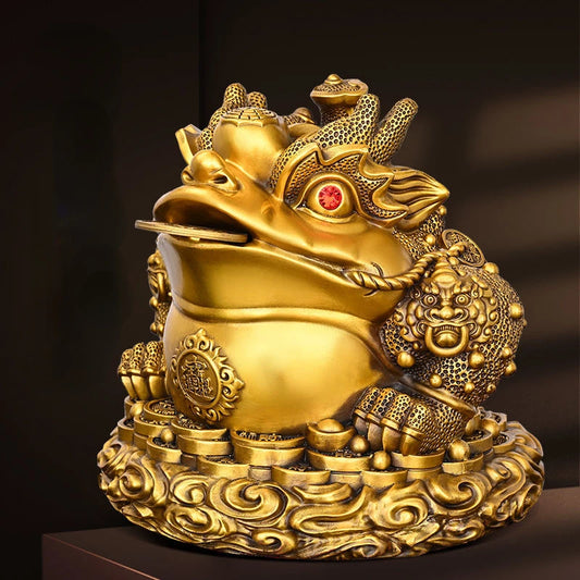 Zhaocai Wealth Attract Pure Copper Gold Toad Ornaments Three Legged Toad Gold Toad Office Living Room Wine Cabinet Decoration