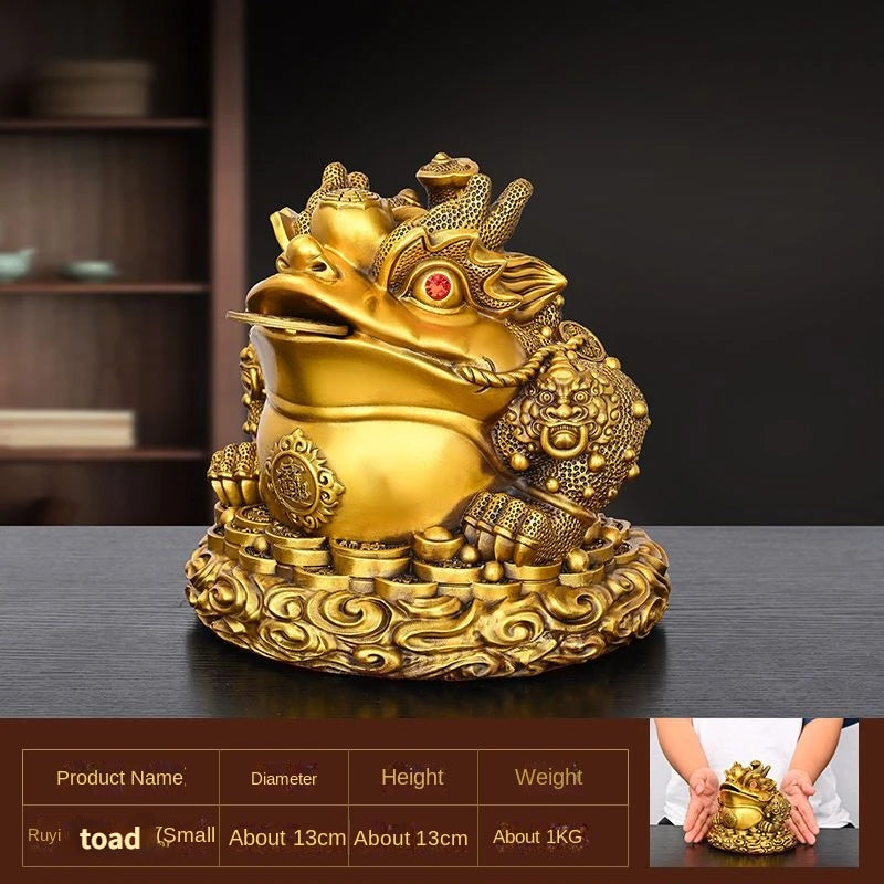 Zhaocai Wealth Attract Pure Copper Gold Toad Ornaments Three Legged Toad Gold Toad Office Living Room Wine Cabinet Decoration