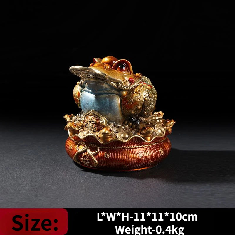 Zhaocai Wealth Comes From All Directions Golden Toad All Copper Wealth Attracting Ornaments Living Room and Office Decoration