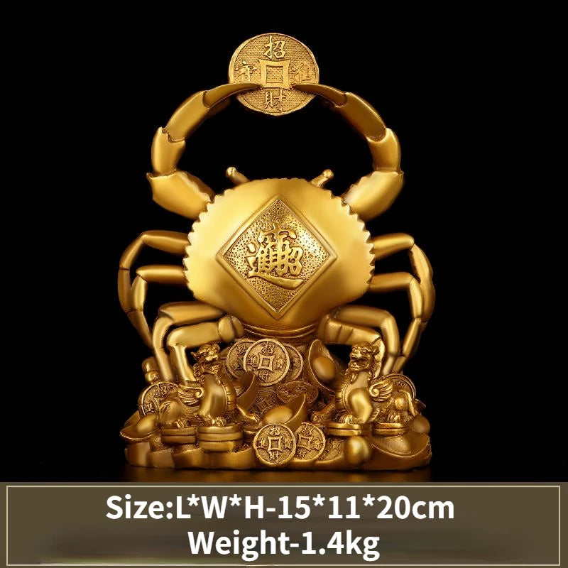 Zhaocai Wealth Crab Ornaments All Copper Hengcai General Bafang Laicai Home Office Desktop Decoration