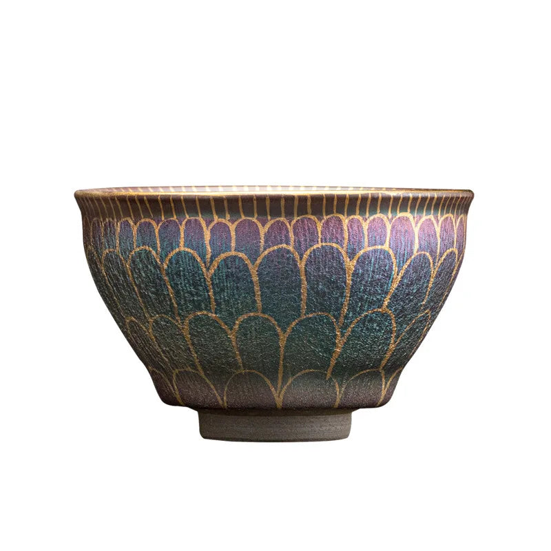 Zhengzang Jianyang Jianzhan Jian Kiln Ware Oil Drop Pattern Master Hand Painted Hundred Flowers Jianzhan Enameled Cast Iron Ma