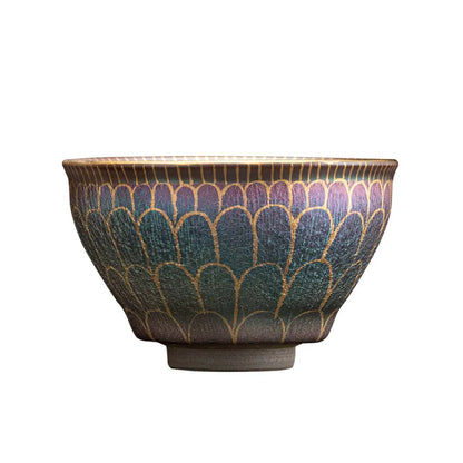 Zhengzang Jianyang Jianzhan Jian Kiln Ware Oil Drop Pattern Master Hand Painted Hundred Flowers Jianzhan Enameled Cast Iron Ma