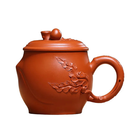 Zhenyi Yixing Zisha Cup pure handmade raw mineral vermilion tea cup cover cup office tea cup vermilion peach cup