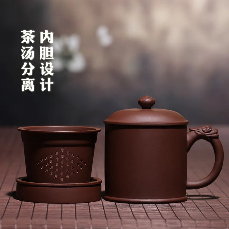 Zhenyi Yixing Zisha Cup pure manual liner filter tea cup cover lettering tea set gift customization fulinlong