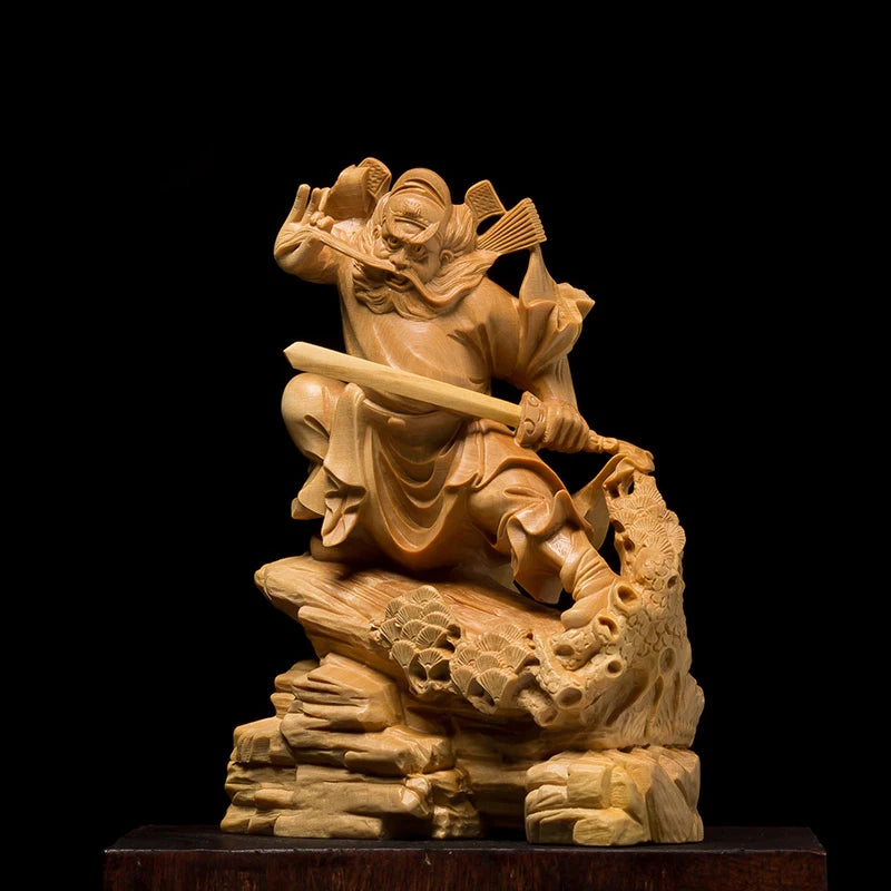 Zhong Kui Chinese Hell Angels Buddha Statue For Decoration Wood Carving Wall Living Room Feng Shui Wood Crafts