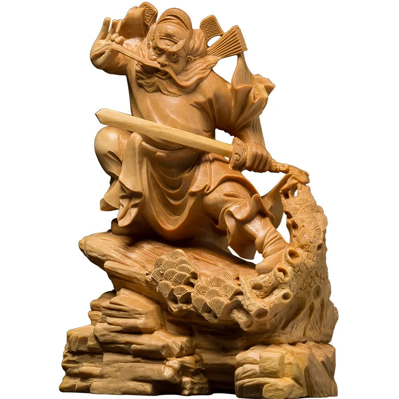 Zhong Kui Chinese Hell Angels Buddha Statue For Decoration Wood Carving Wall Living Room Feng Shui Wood Crafts